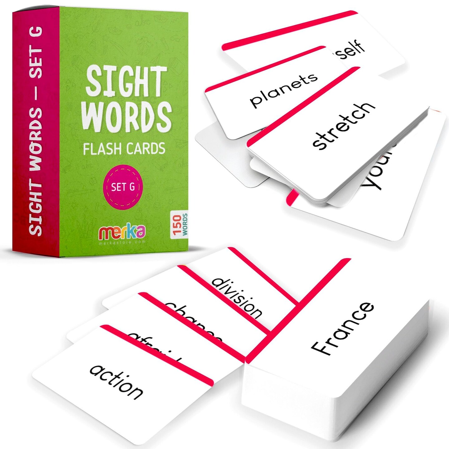 merka Sight Words Flash Cards 1st Grade Learn To Read Reading Flash Cards For Kids First Words Learn To Read Mastering First Words Set of 150 Cards Set G