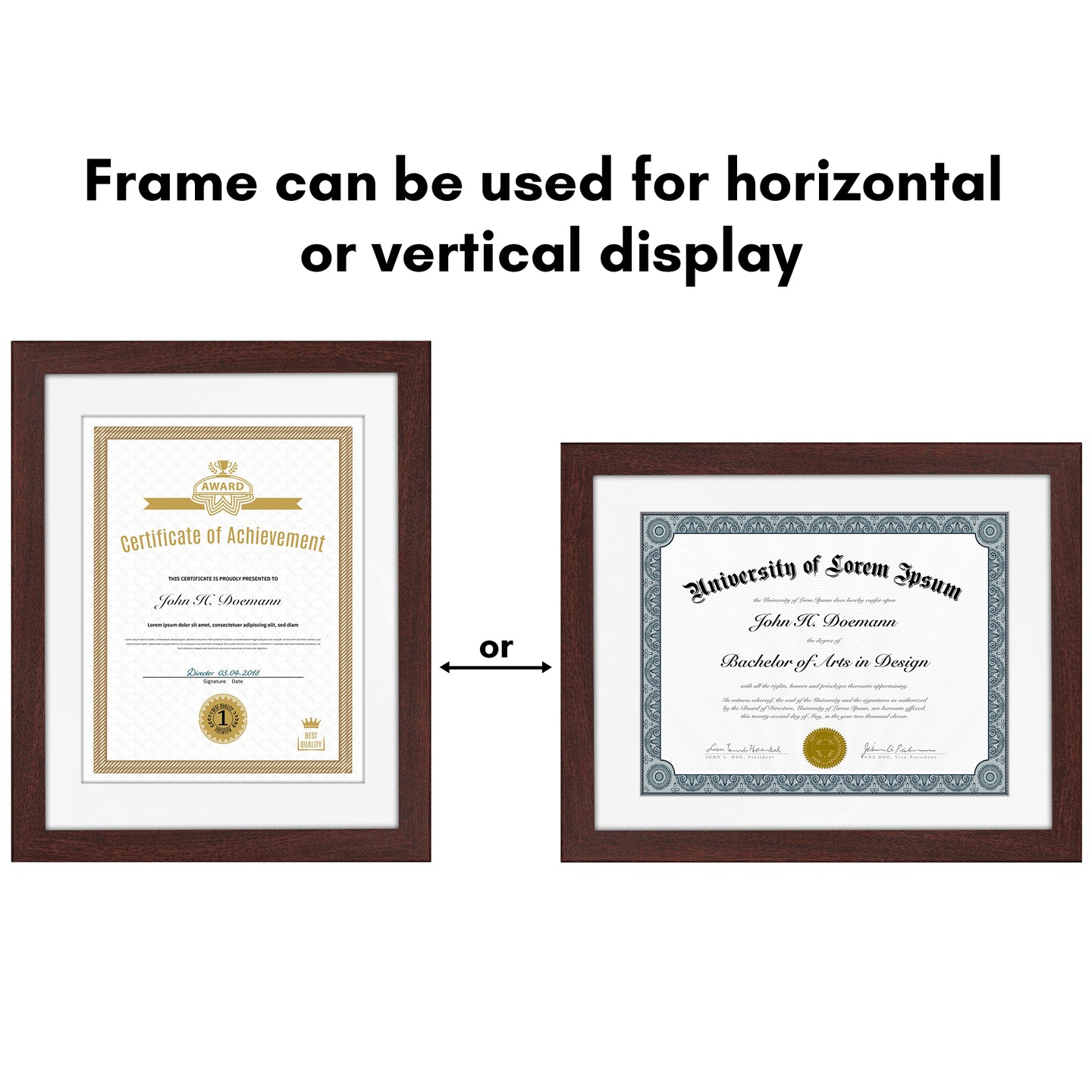 Americanflat 11x14 Diploma Frame - 8.5x11 with Mat or 11x14 without Mat - Photo Frame for Diploma - Certificate Document Frame - Shatter Resistant Glass - Hanging Hardware - Mahogany