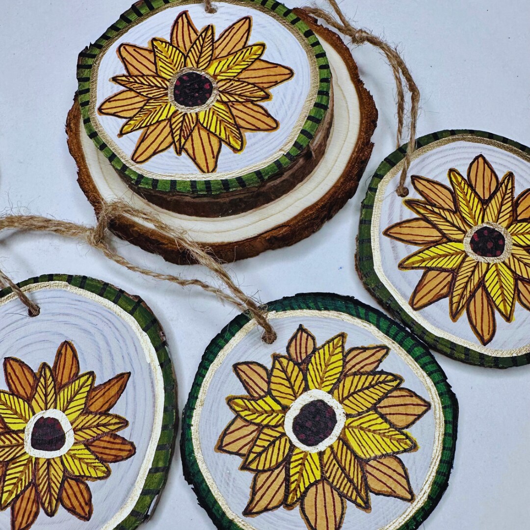 Painted Sunflower Ornaments