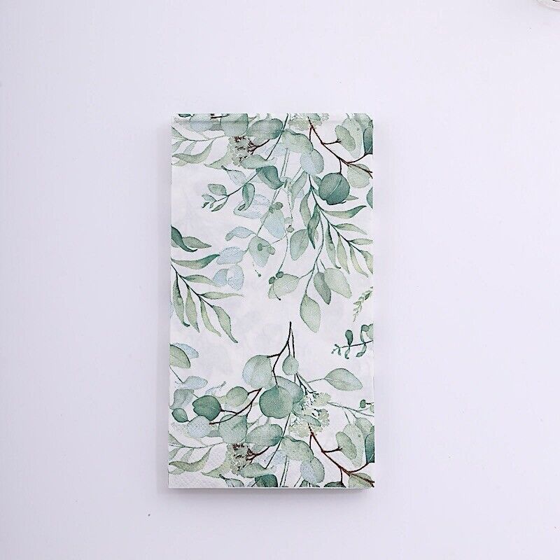20 White 2 Ply Disposable Dinner Paper NAPKINS Green Leaves