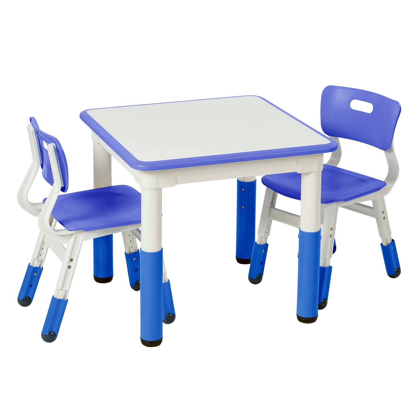 Square Dry-Erase Activity Table and 2 Adjustable Height Plastic Chairs, 3-Piece