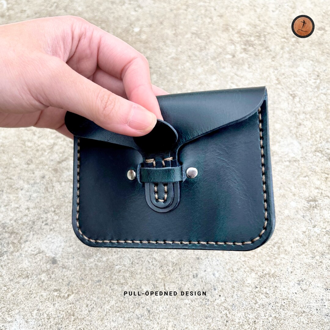 Handmade Leather Card Holder, Italian Waxed Leather Wallet, Custom