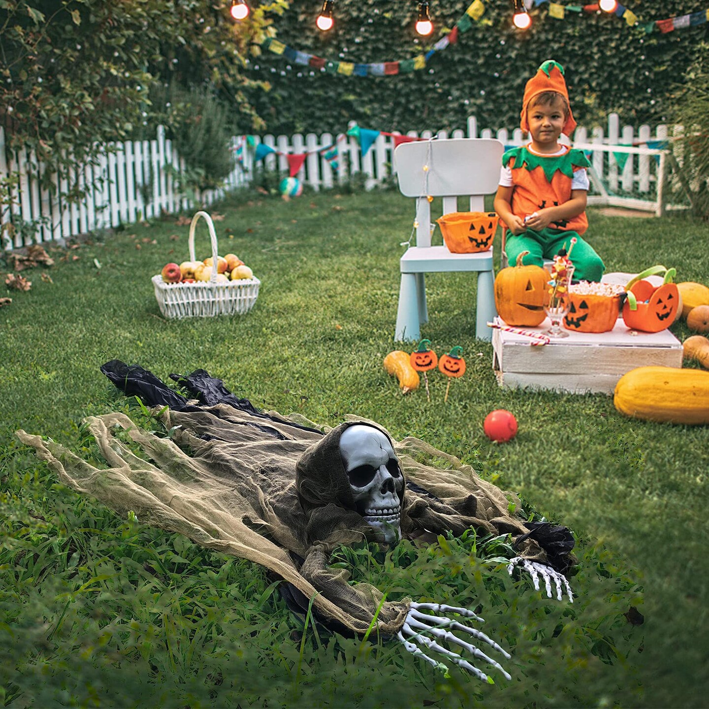 65 Inch Halloween Decorations Skeleton, Halloween Prop for Halloween Outdoor, Lawn, Yard, Patio Decoration, Graveyard Haunted House Decorations