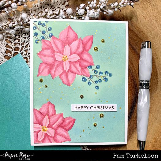 Paper Rose Studio Christmas Poinsettia Clear Stamp Set 30303