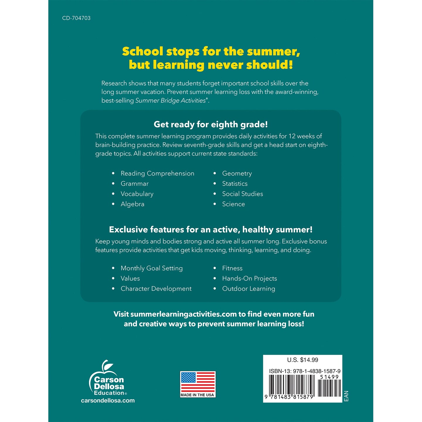 Summer Bridge Activities&#xAE; Workbook, Grade 7-8, Paperback