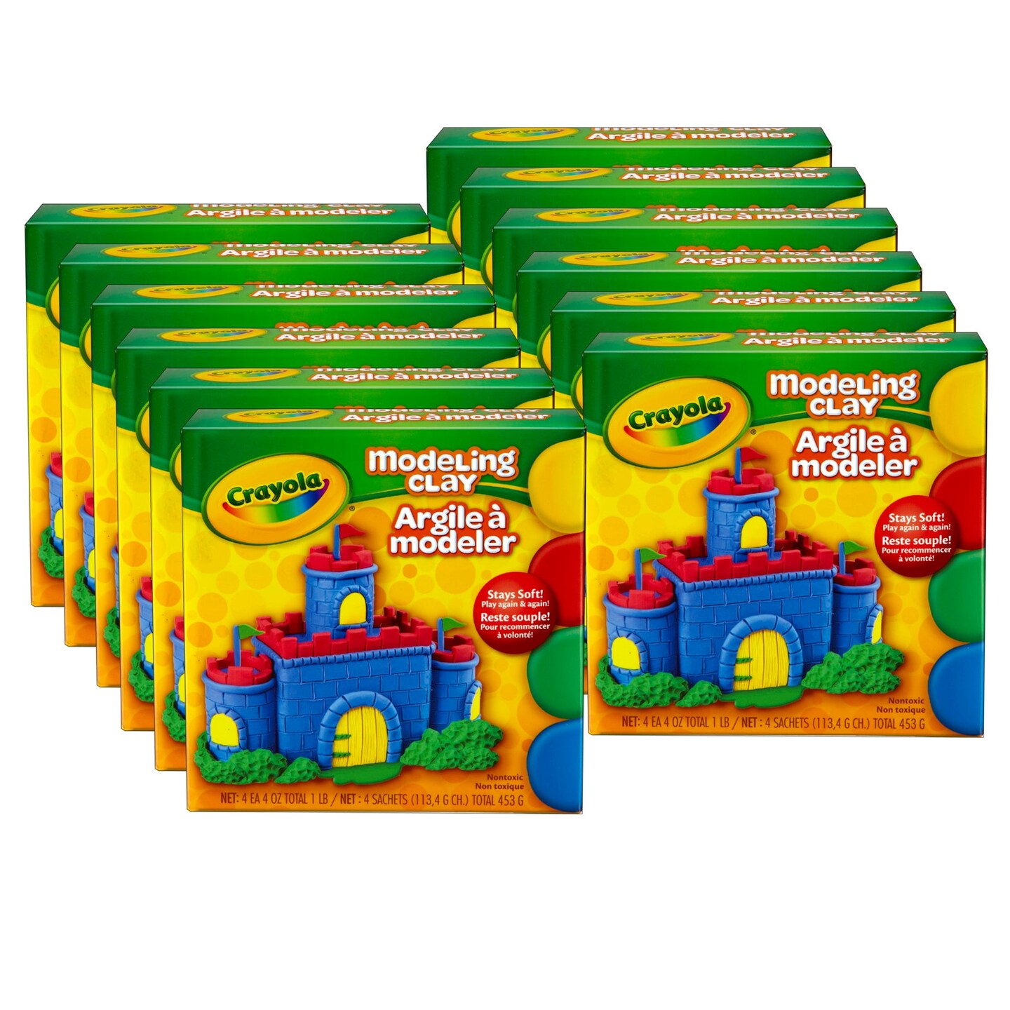 Modeling Clay, 4 Assorted Colors, 1 lb. Box, 12 Boxes