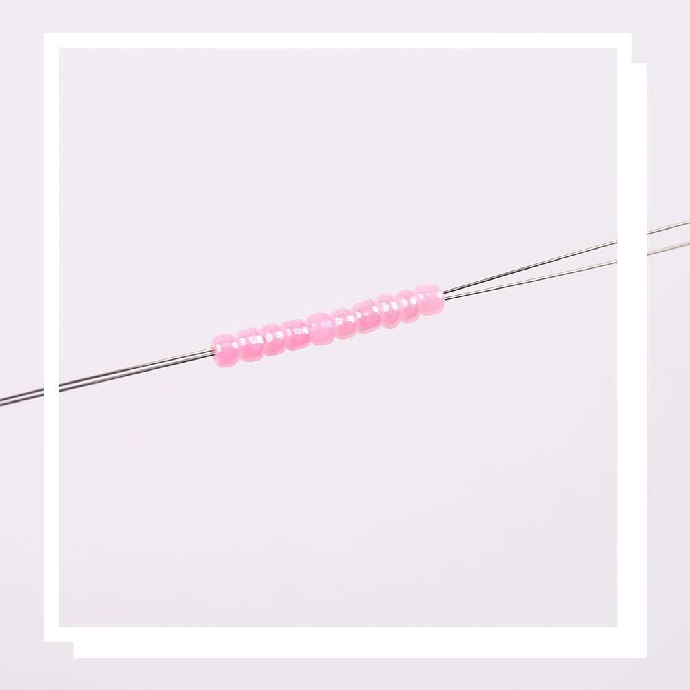 6 Pieces Beading Needles, 2 Sizes Long Straight Beading Embroidery Needles with Needle Bottle and 3 Pcs Bead Needle Threader for Jewelry Making(4.52inch+5.03inch)