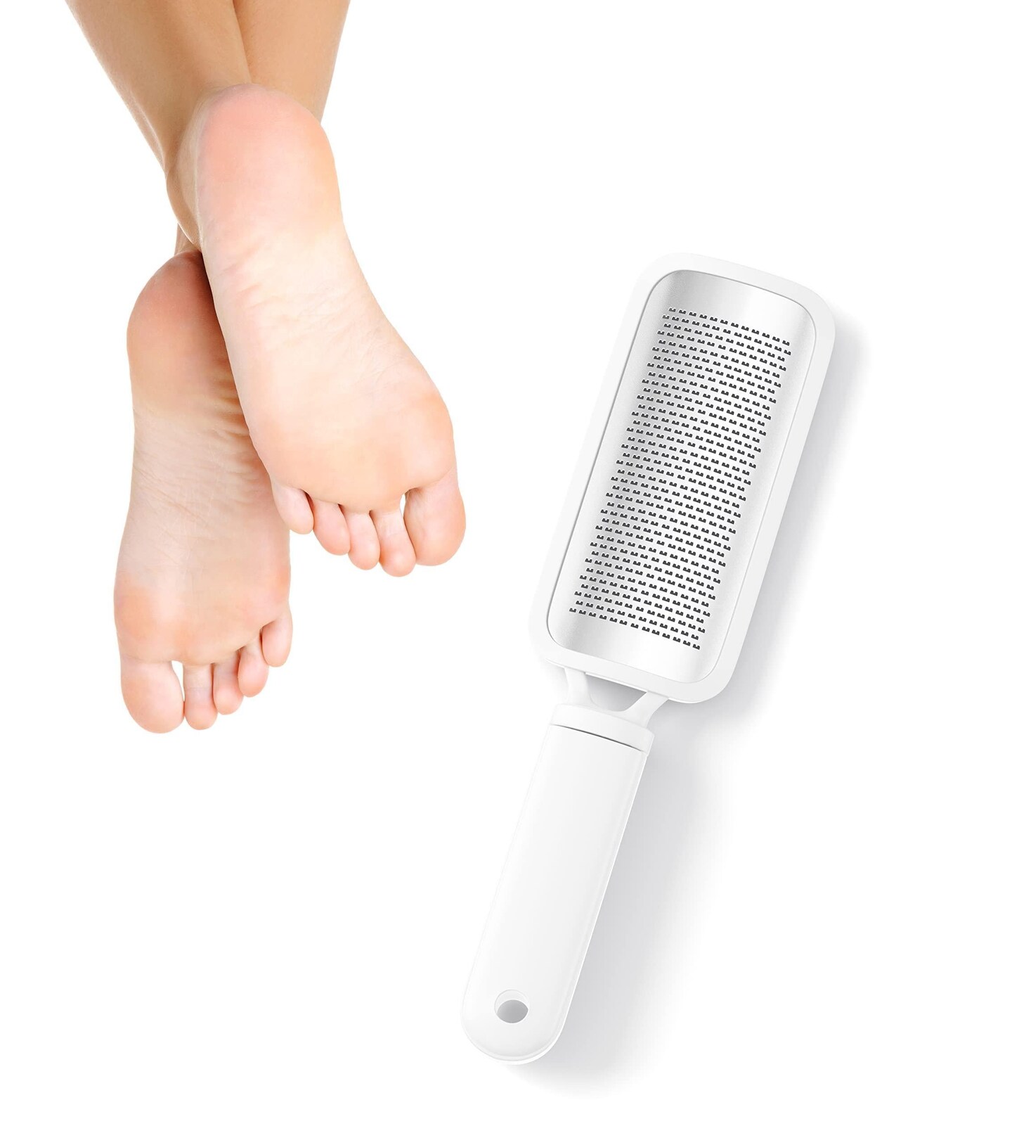 Pedicure Foot File White Foot Grater for Dead Skin Dry and Cracked Heels Colossal Foot Rasp Foot File and Callus Remover with Ergonomic Handle Metal Foot File Professional Stainless Steel