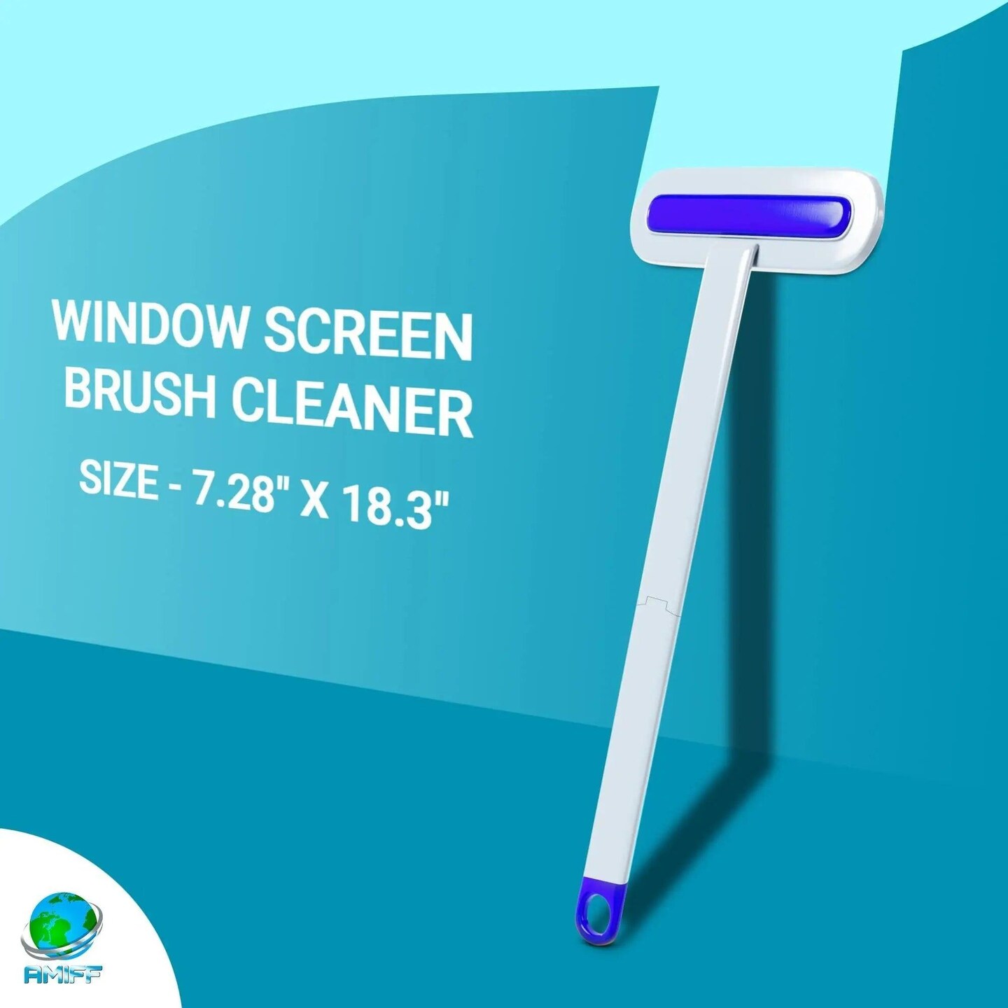 Window Screen Brush Cleaner 7.28 x 18.3 BlueWhite Multifunctional Screen Brush with Handle and Integrated Small Brush Double Sided Mesh Cleaner Brush for Glass Carpet Screen Cleaning Tool