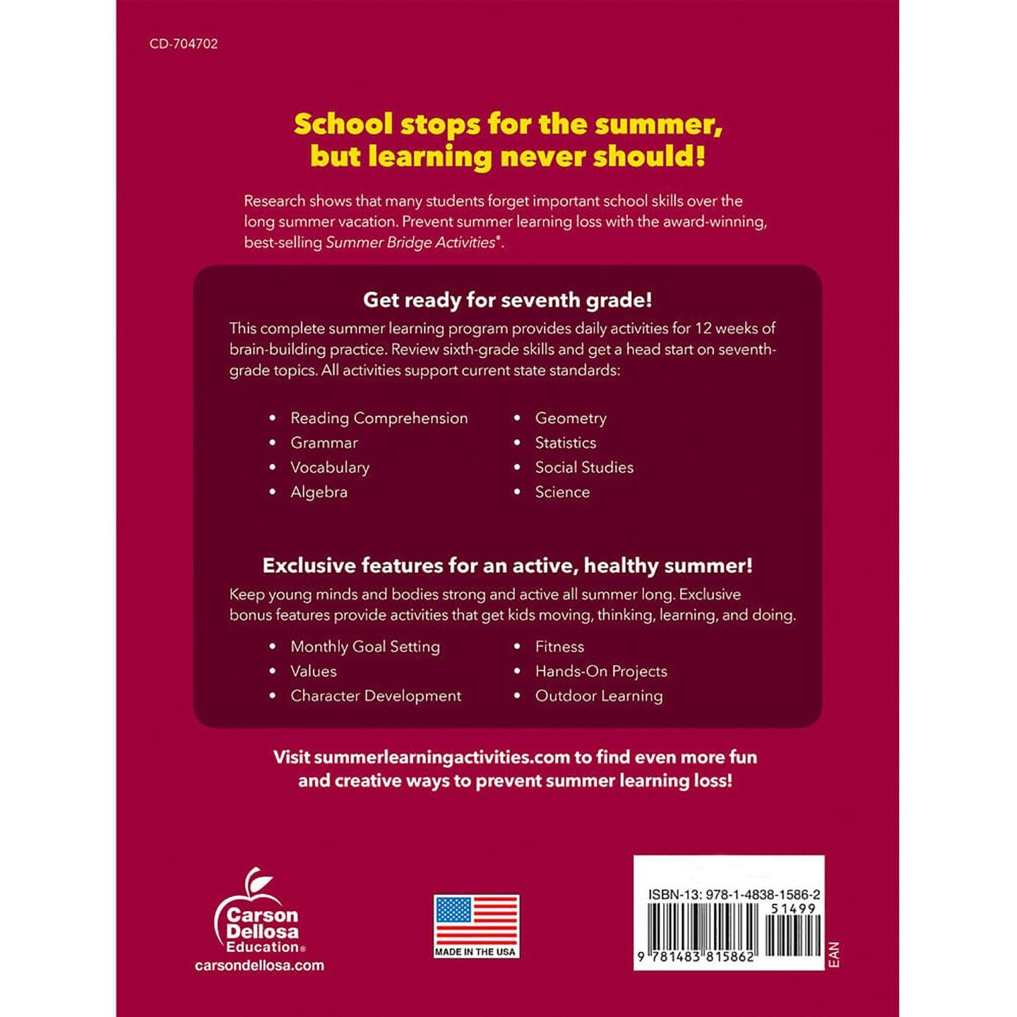 Summer Bridge Activities&#xAE; Workbook, Grade 6-7, Paperback