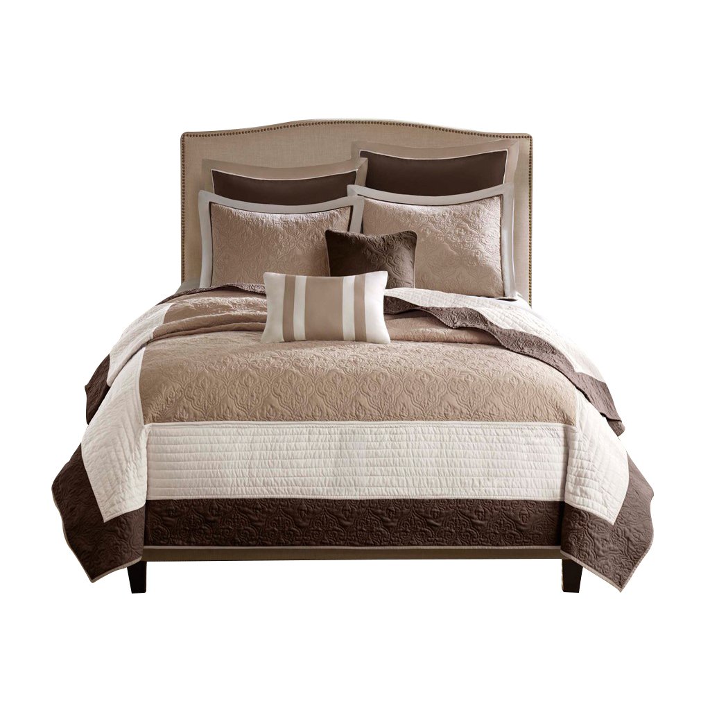 Gracie Mills   Colby 7-Piece Quilt Set with Euro Shams and Cozy Throw Pillows - GRACE-3301