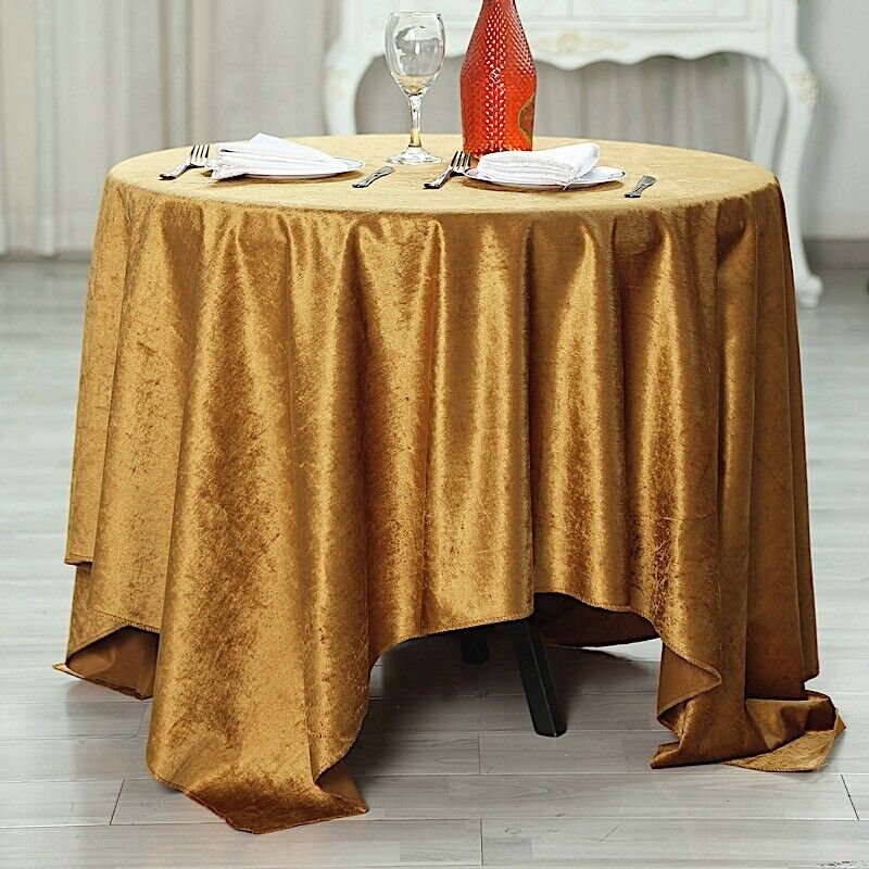 GOLD 72&#x22;x72&#x22; Premium Velvet Square Table Overlay