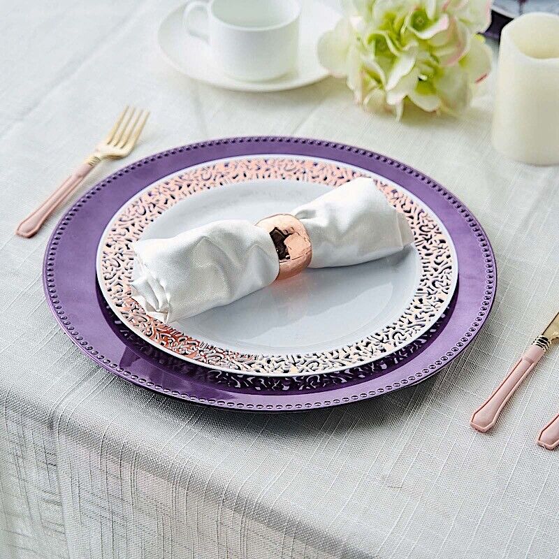 24 pcs 13&#x22; Purple BEADED Round CHARGER PLATES