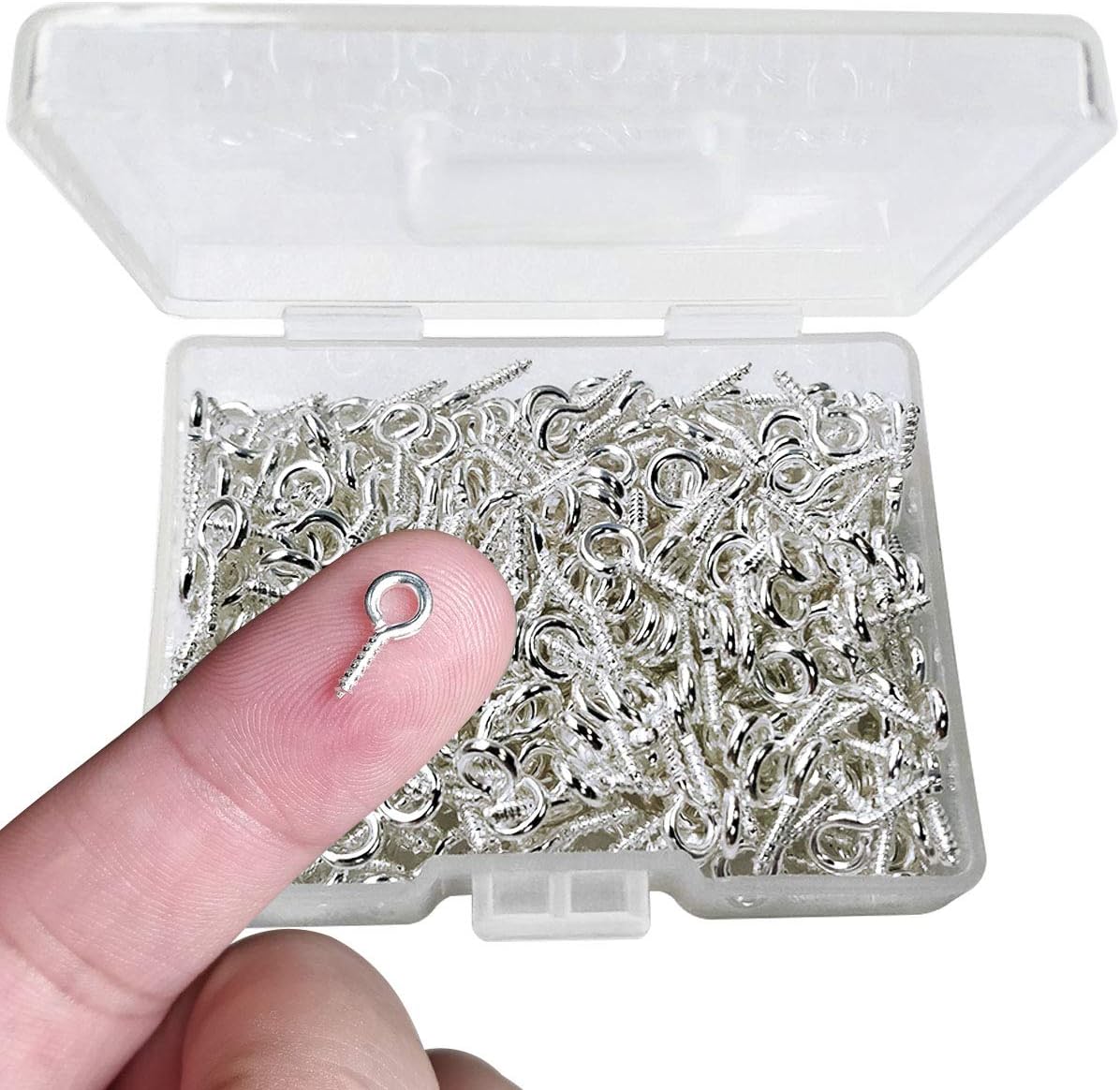 Small Screw Eye Pins,10 x 5mm Eye pins Hooks,Mini Screw Eye Pin Peg for Arts &#x26; Crafts Projects,Self Tapping Screws Hooks Ring for Cork Top Bottles &#x26; Charm Bead &#x26; DIY Jewelry Making (Silver)