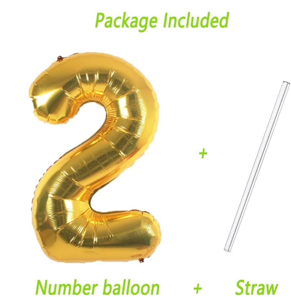 Gold Foil Balloons Number 2, 42 inch