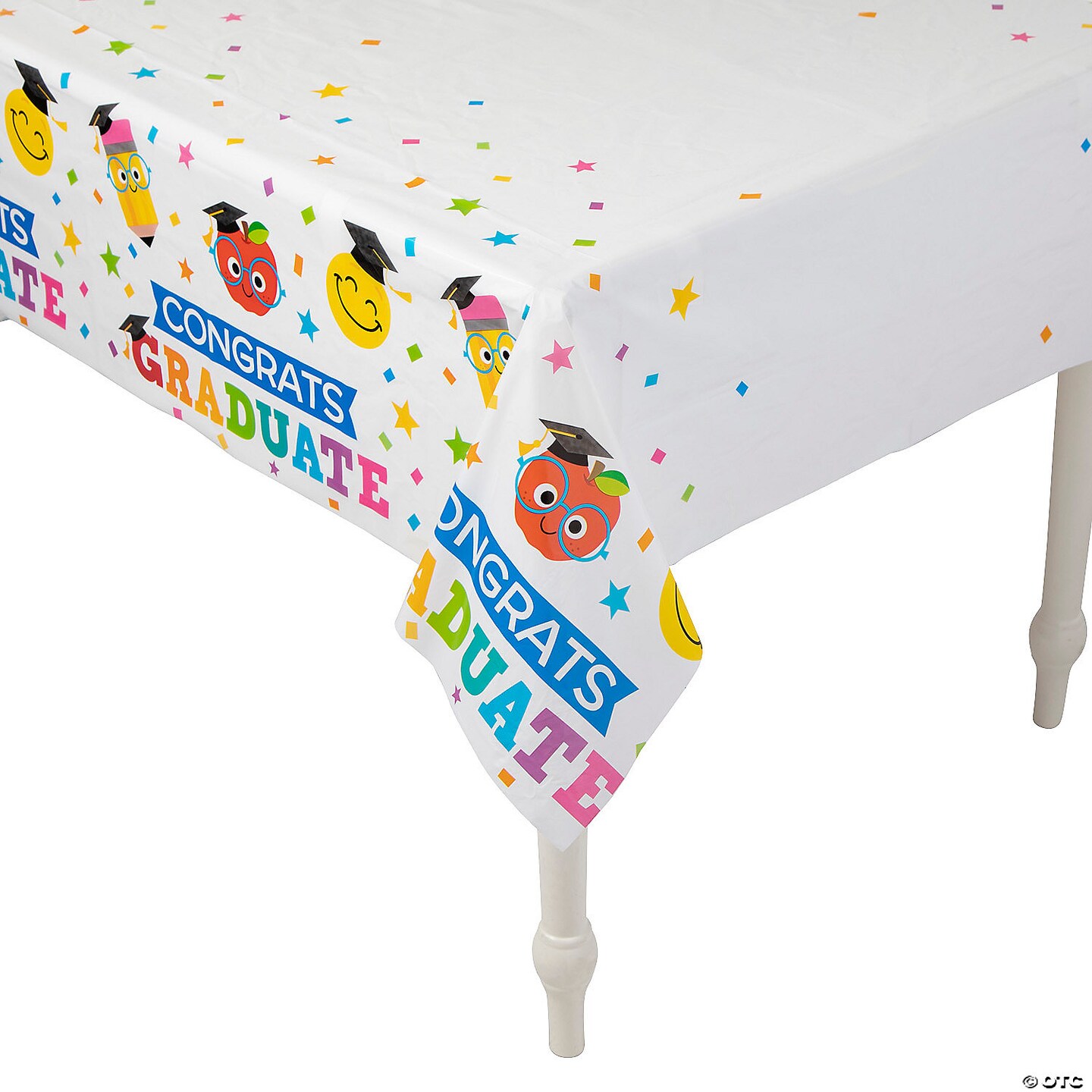 54" x 108" Elementary Graduation Rectangle Disposable Plastic Tablecloth | RAHEEV®