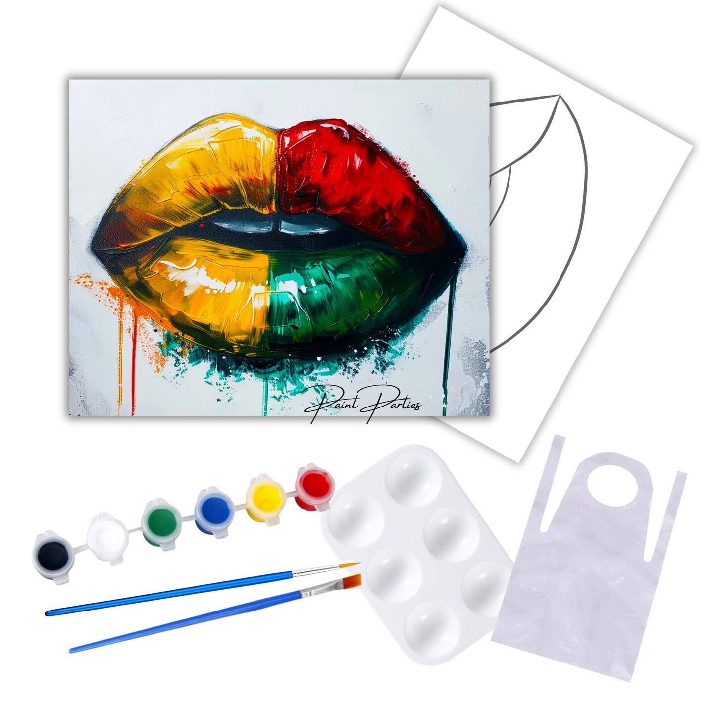 Juneteenth "Lips of Color" DIY Canvas Art Kit, Adult Beginner, Acrylic Paint Size 11x14 inch