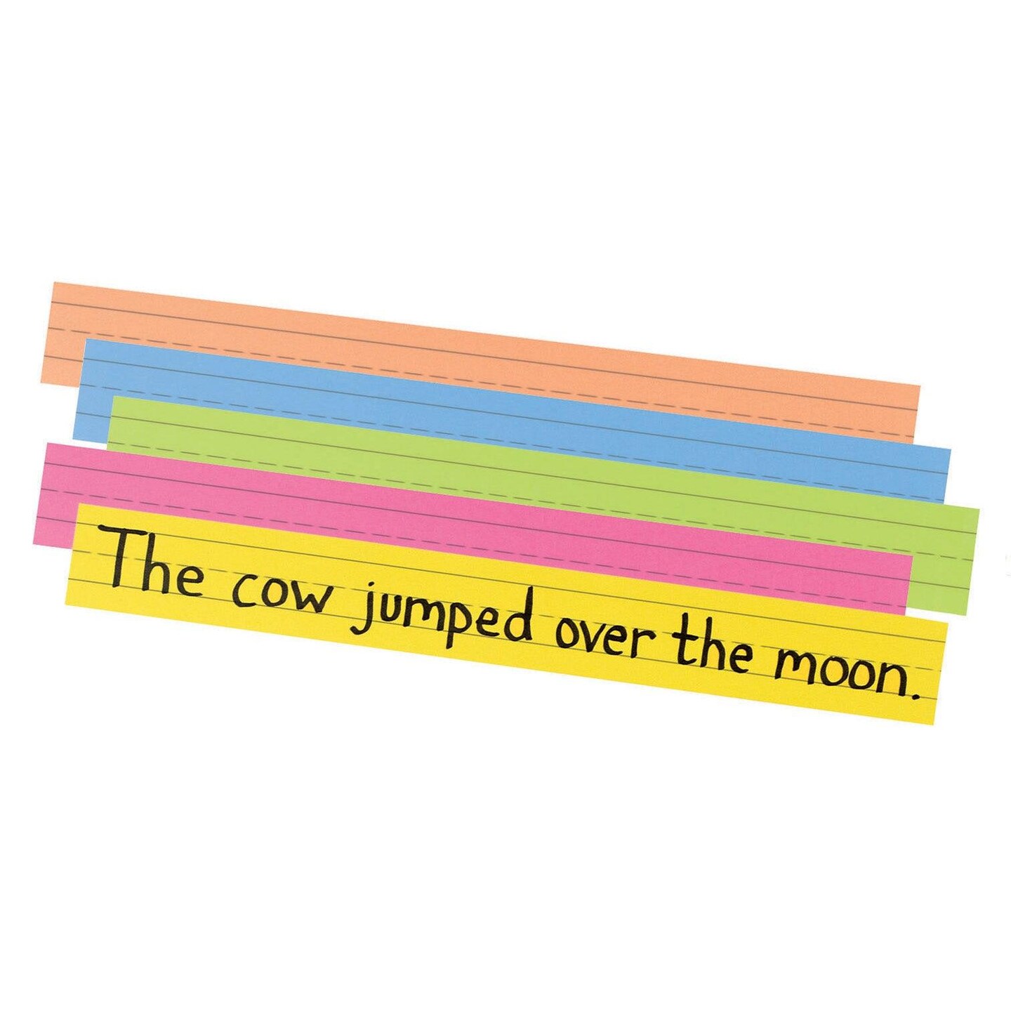 Sentence Strips, Assorted 5 Colors, 1-1/2&#x22; Ruled 3&#x22; x 24&#x22;, 100 Strips Per Pack, 2 Packs