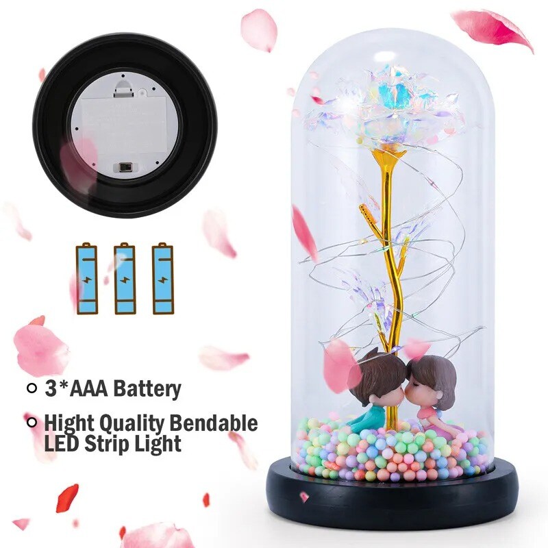 LED Galaxy Enchanted Rose Glass