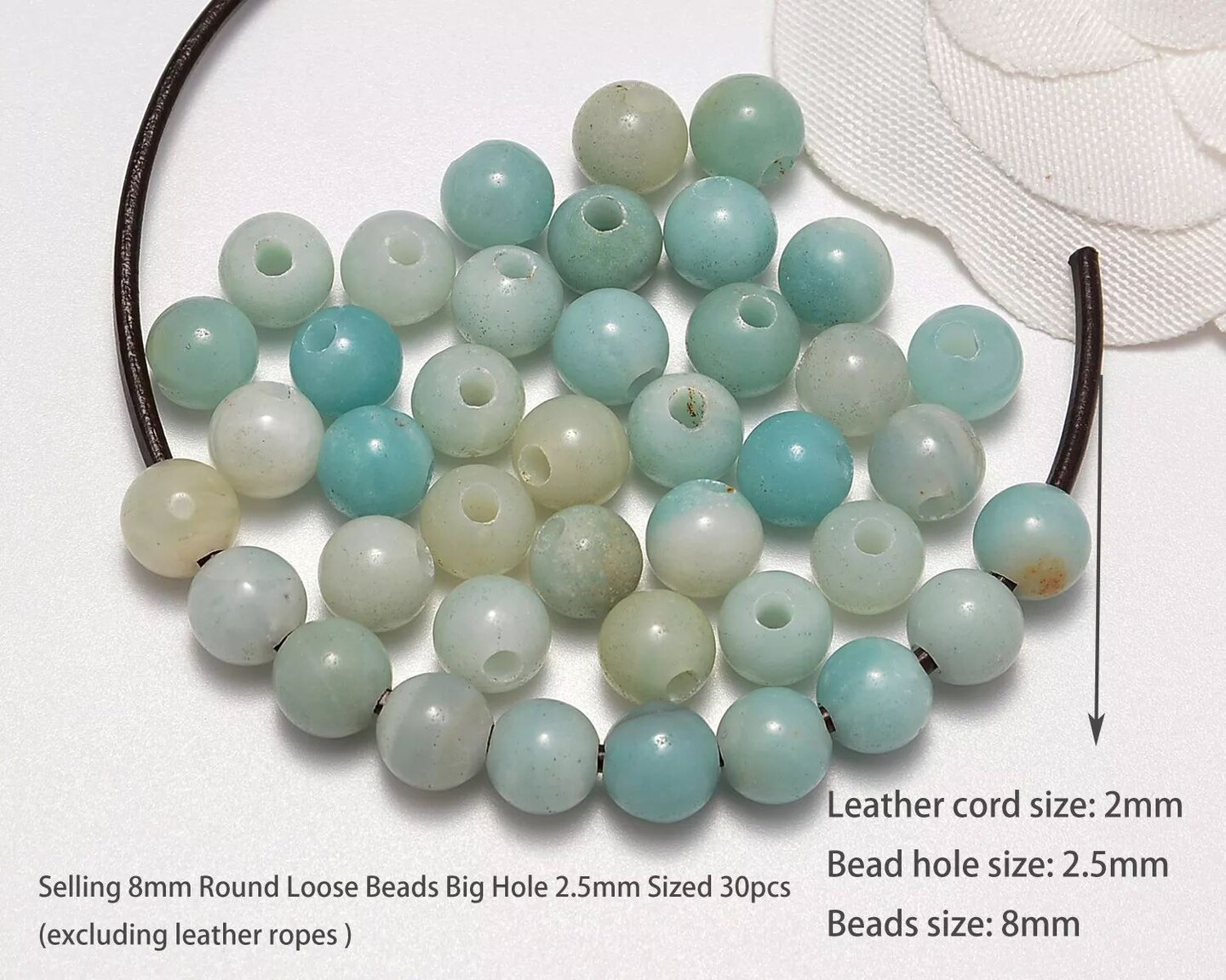 Kitcheniva Natural Gemstone Round Loose Beads With Big Hole 40 Pcs