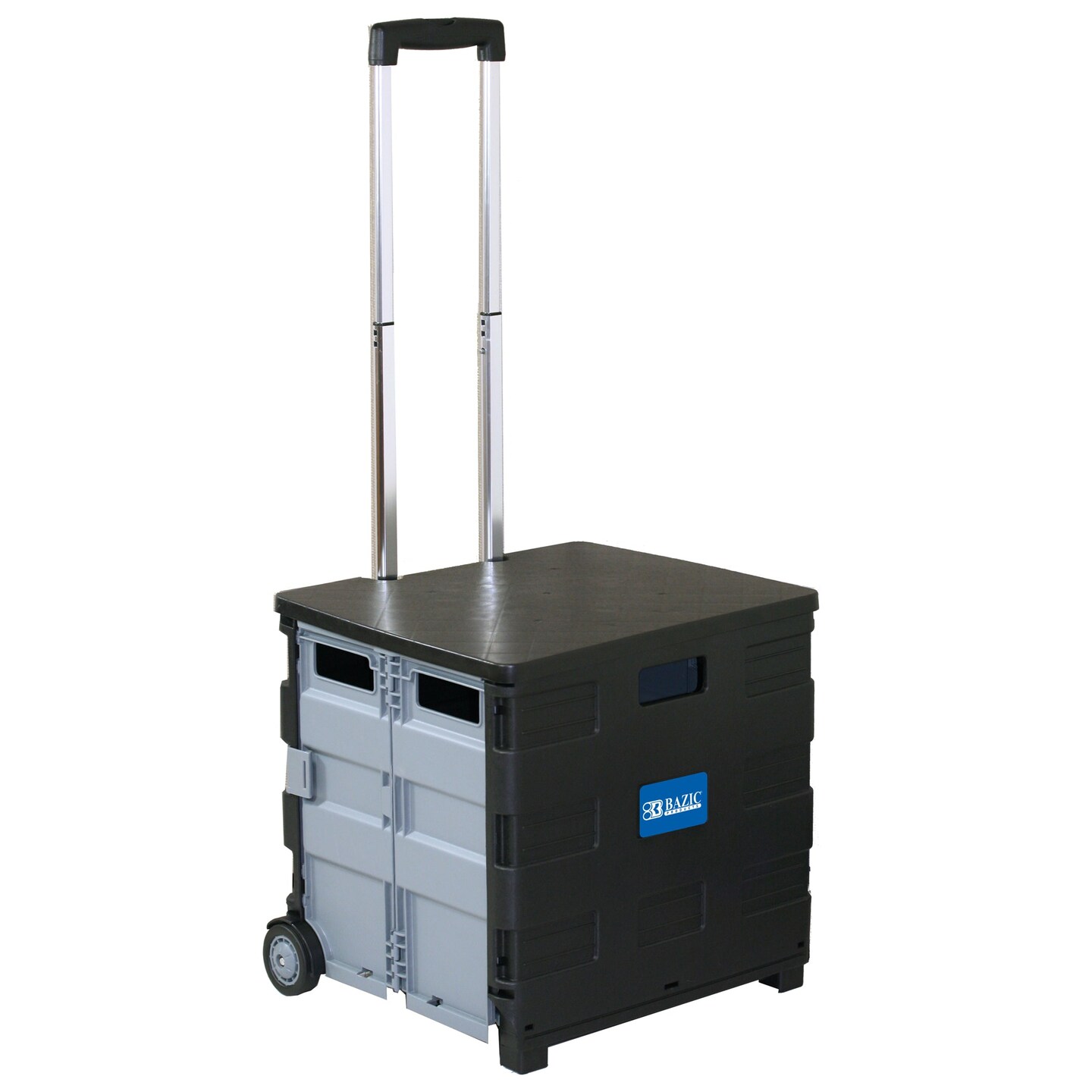 Folding Cart on Wheels w/Lid Cover, 16&#x22; x 18&#x22; x 15&#x22;, Black/Gray