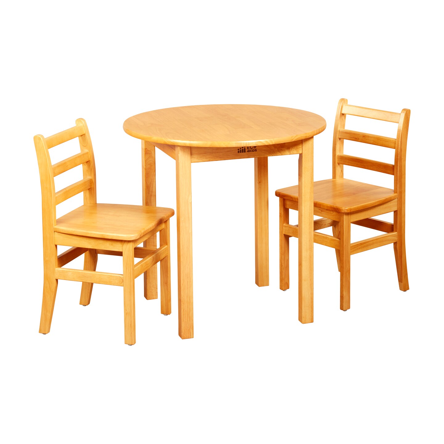 30in D Round Hardwood Table with 28in Legs and Two 16in Chairs, Kids Furniture