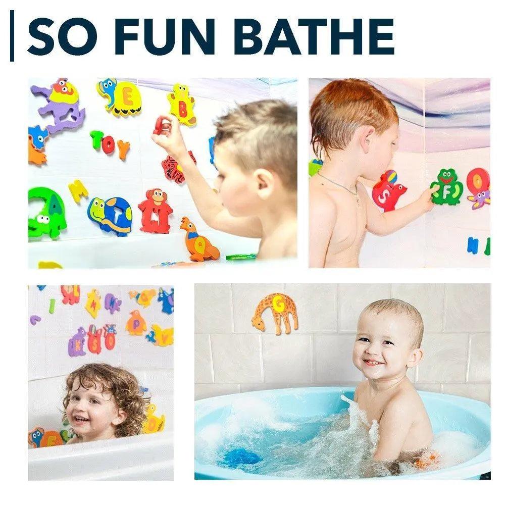 100% Non Toxic Foam Bath Toys Premium Educational Floating Bathtub Preschool Alphabet Letters Animals Fun Bathing for Baby Toddlers Kids Girls Boys Set 26 Puzzles 52 Items