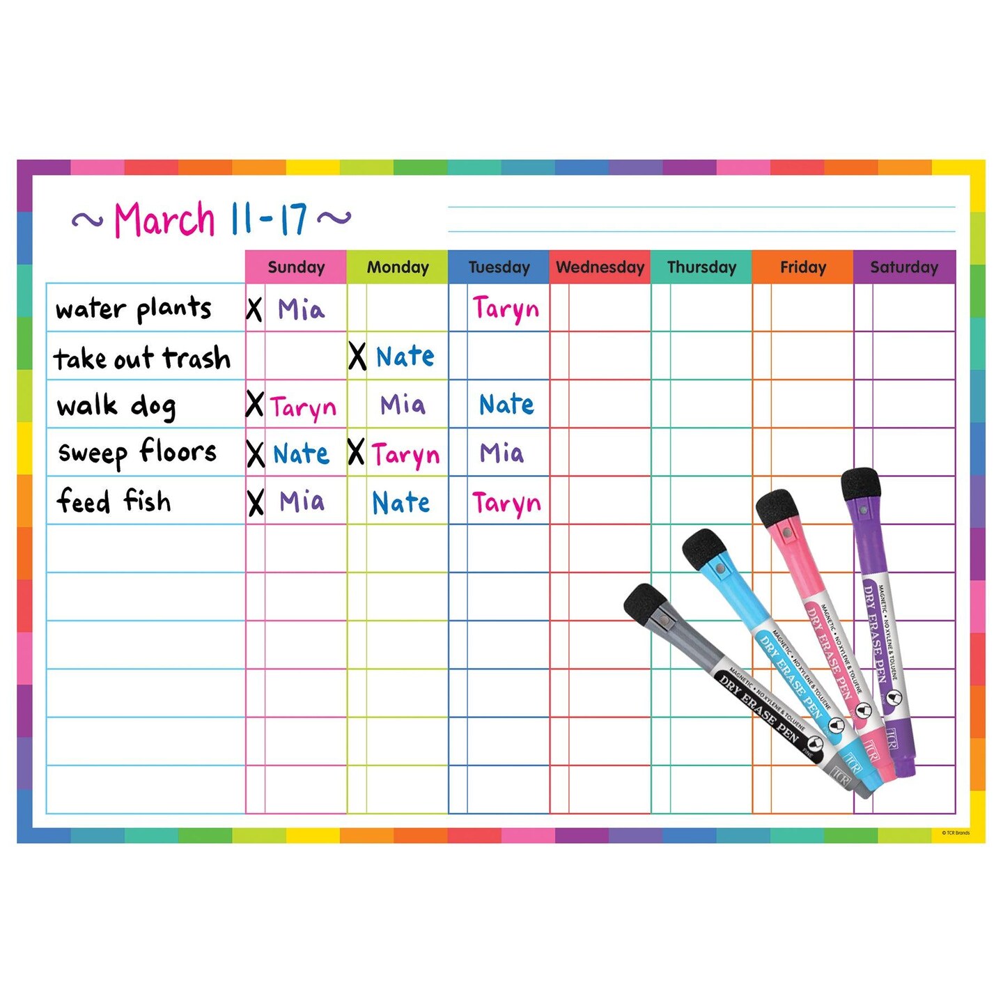 Colorful Dry-Erase Magnetic Task Chart