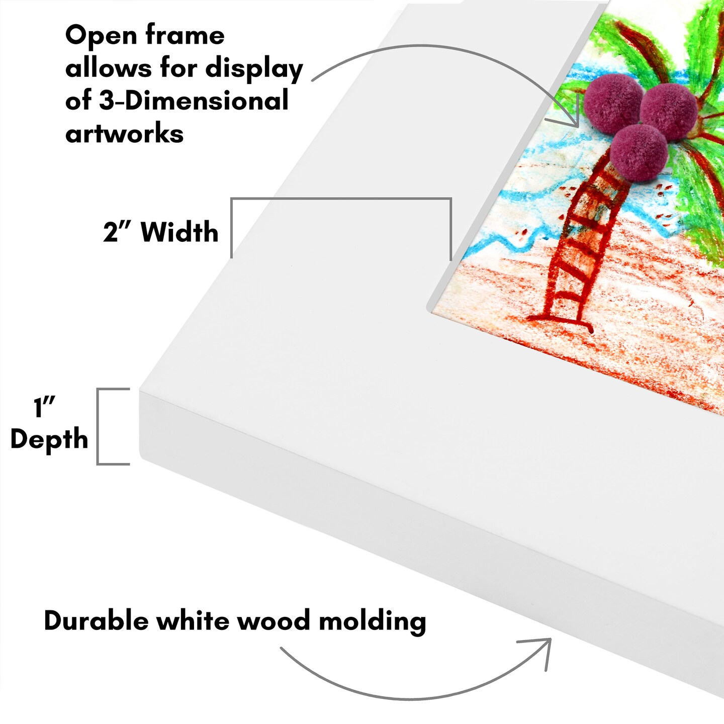 Americanflat 8.5x11 Slide-In Kids Art Frame - Kids Artwork Frame - Showcase 3-Dimensional Artwork - Storage for Several Artworks Inside - Keyhole Hanging Hardware