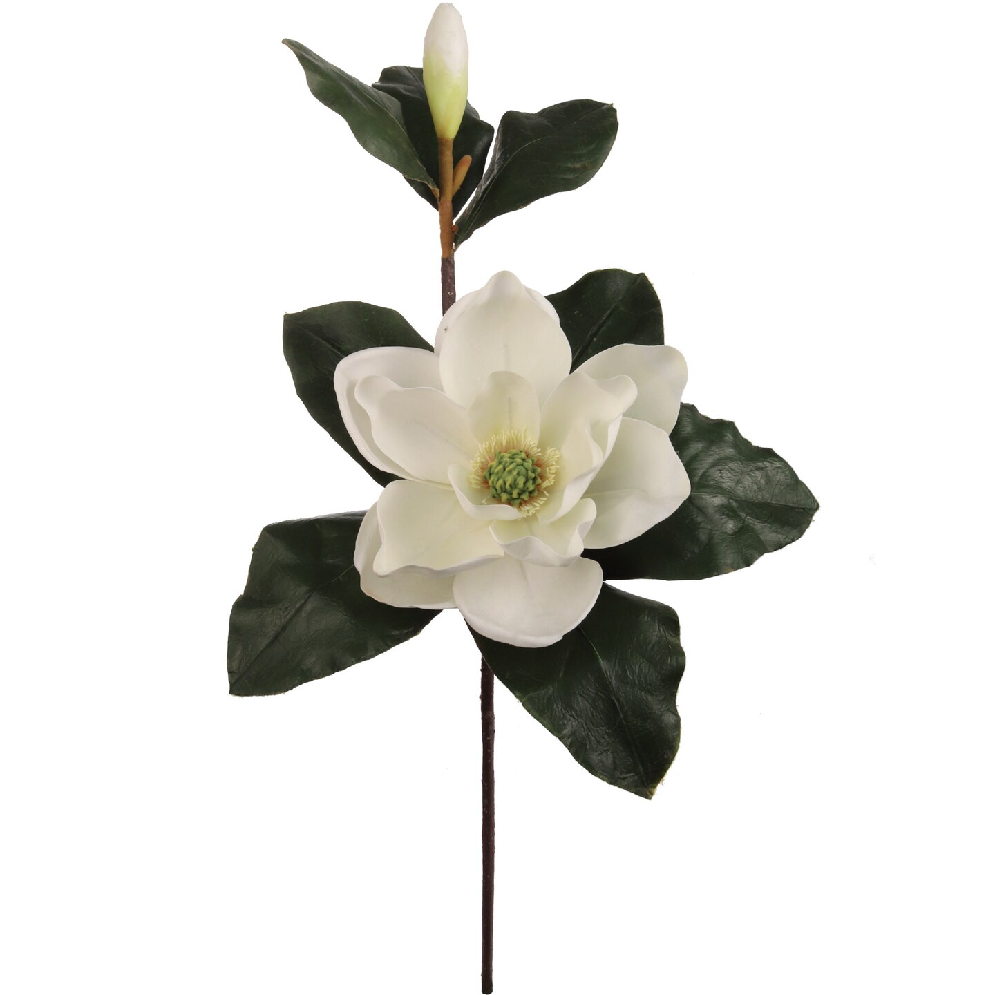 Real Touch White Magnolia Stem with Bud: Set of 6, 27-Inch, Floral Home by Artificial Flowers