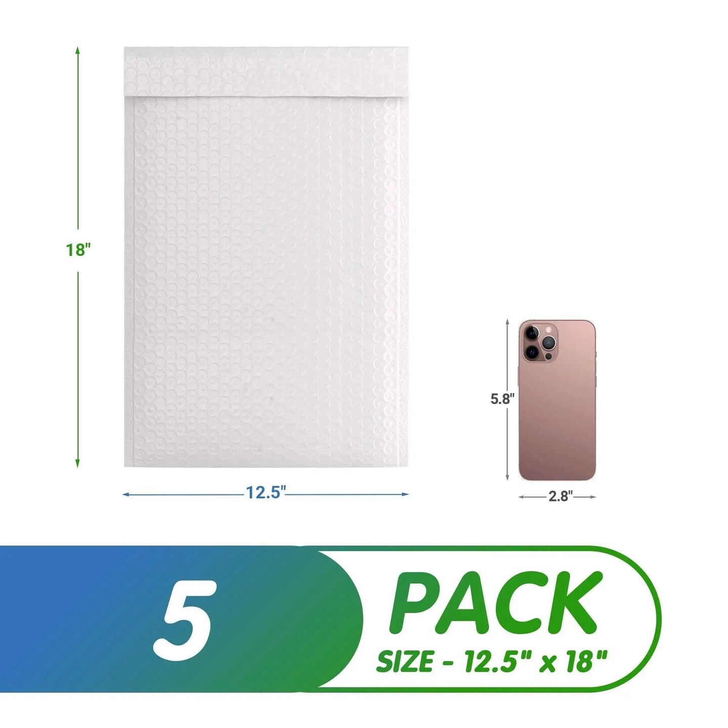 Poly Bubble Mailers 12.5 x 18 White Bubble Poly Mailers 5 Pack Waterproof Padded Shipping Bags Lightweight Padded Shipping Envelopes for Packaging Cushioning Padded Envelopes Self Seal