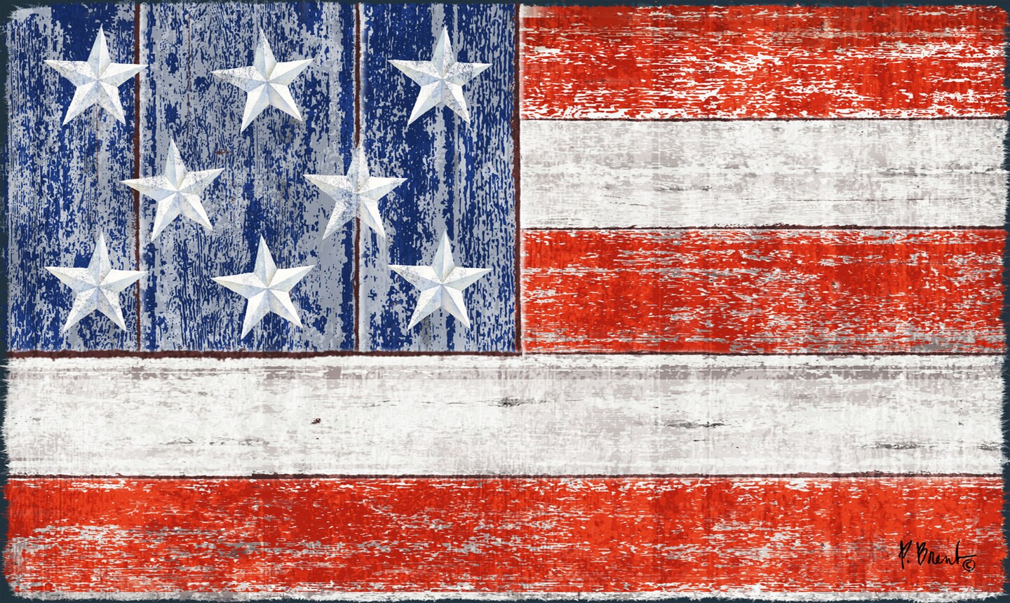 Rustic Patriotic Door Mat (18 x 30&#x22;)