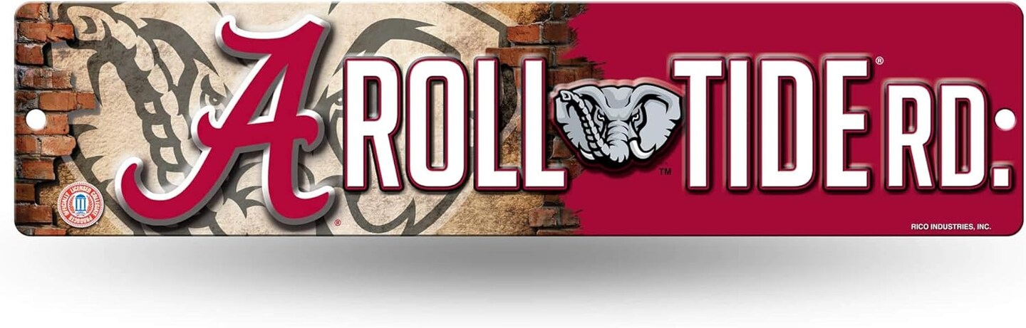 Rico Industries Alabama Tide 16-Inch Plastic Street Sign Décor