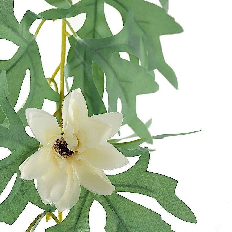 6 feet Cream SILK Daisy FLOWERS Garland Leaves Hanging Vine
