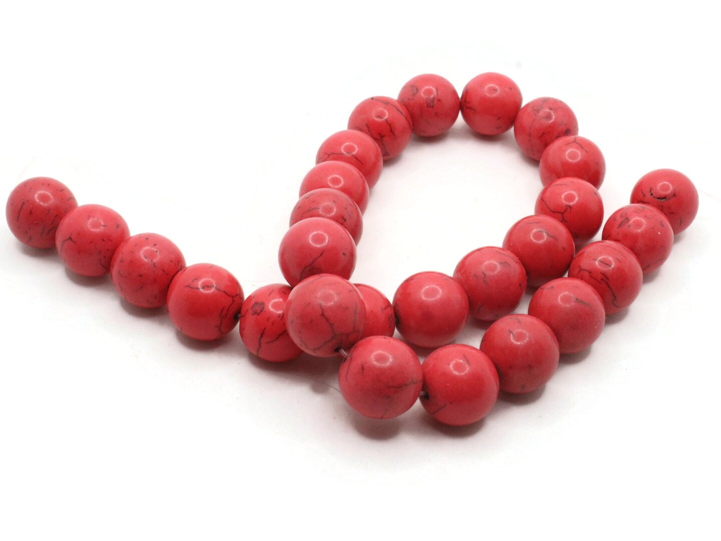 27 15mm Round Dyed Red Synthetic Turquoise Gemstone Beads