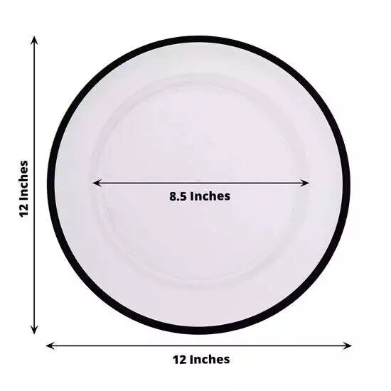 CLEAR BLACK 10 Round 12&#x22; Heavy Duty Plastic CHARGER PLATES