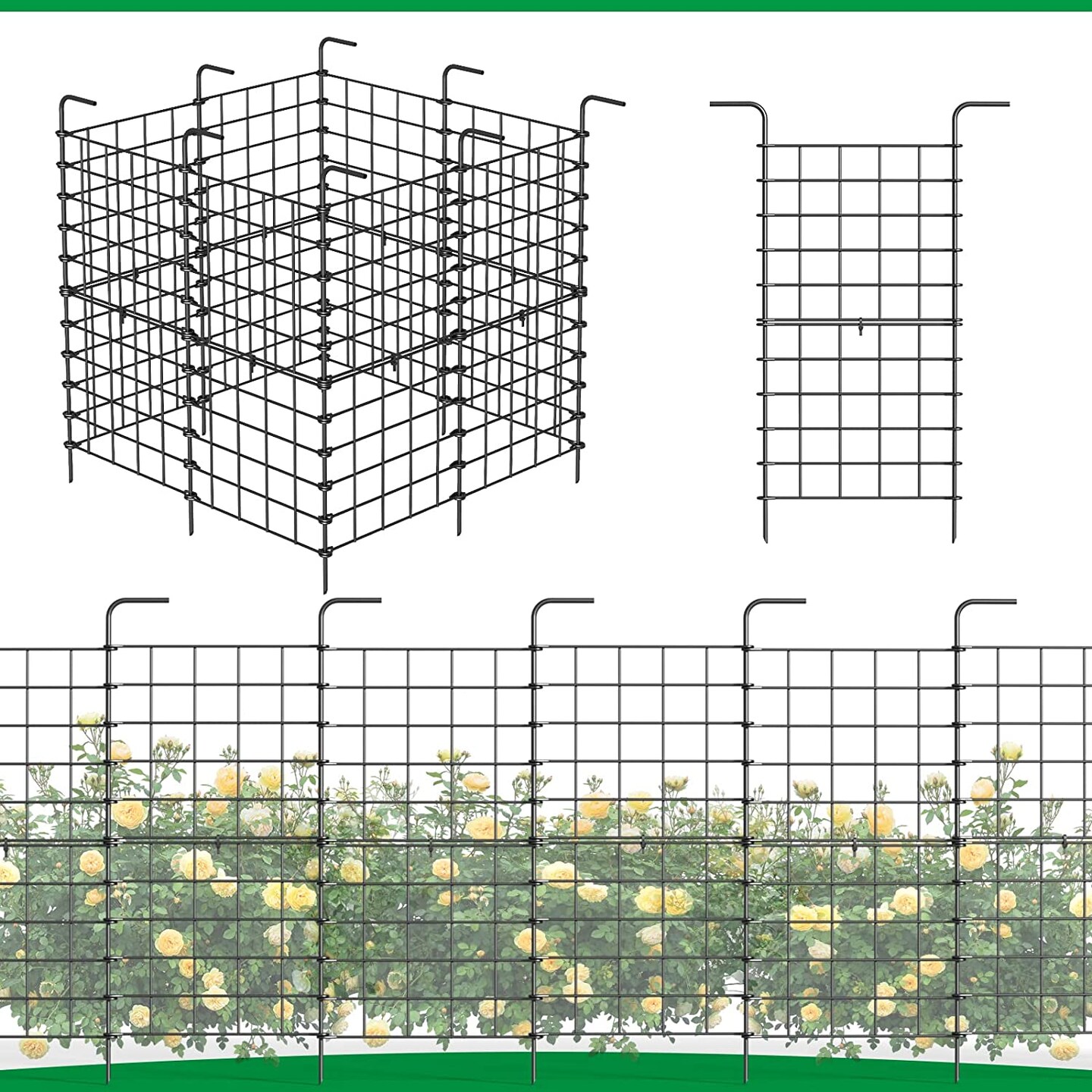 16 Panels Barrier Metal Garden Border Folding Fence Pet Dog Kennel Outdoor Cage