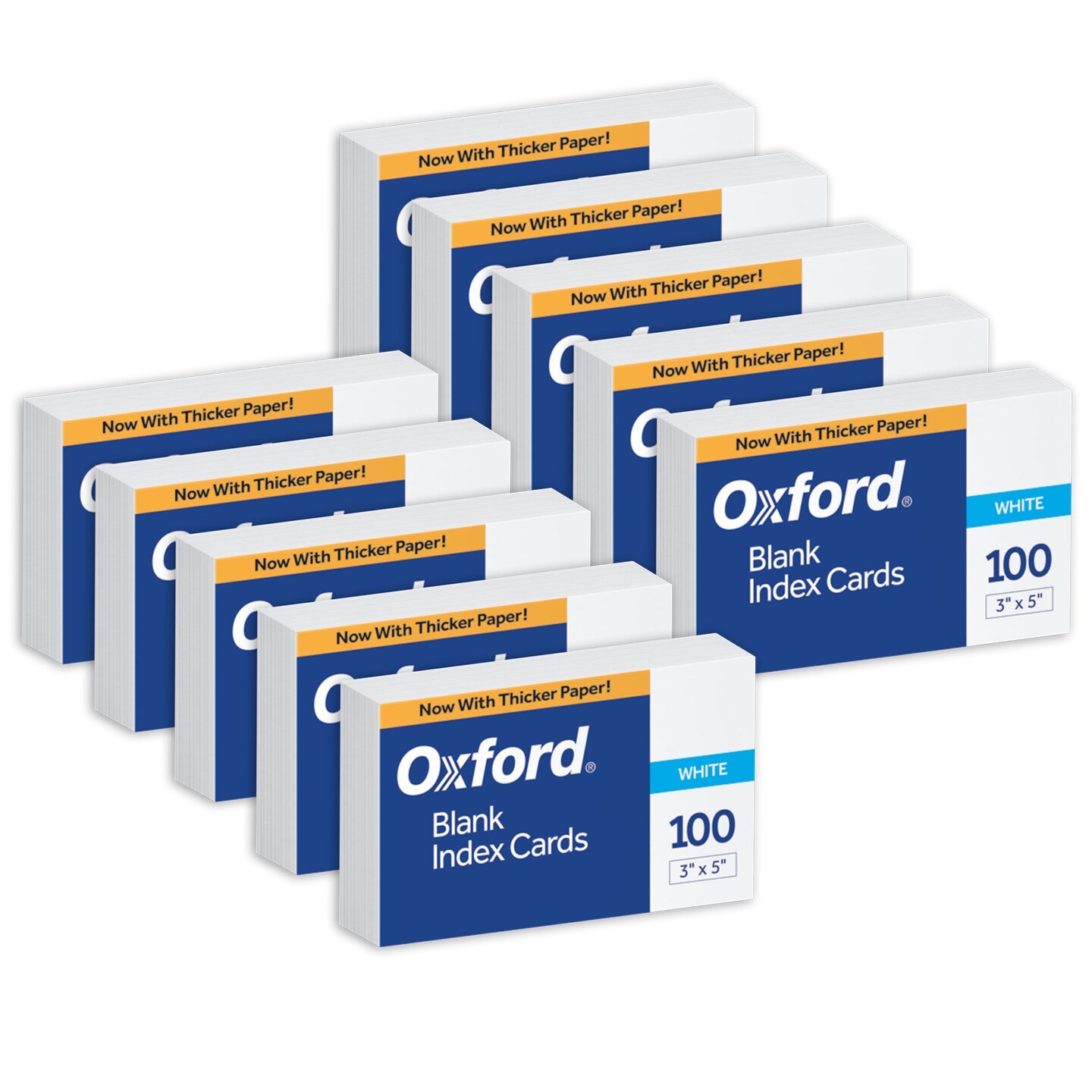 Blank Index Cards, 3&#x22; x 5&#x22;, White, 100 Per Pack, 10 Packs