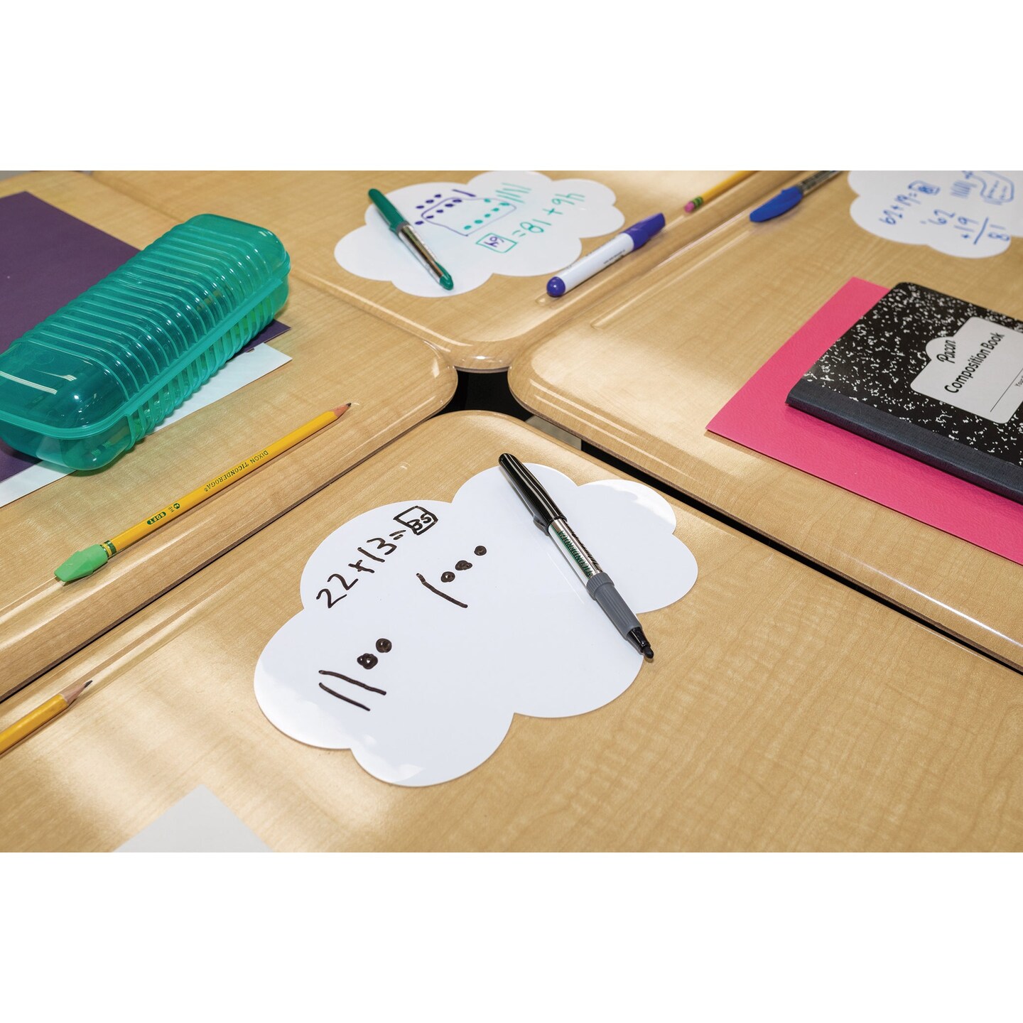Self-Stick Dry Erase Clouds, White, 7&#x22; x 10&#x22;, 10 Count