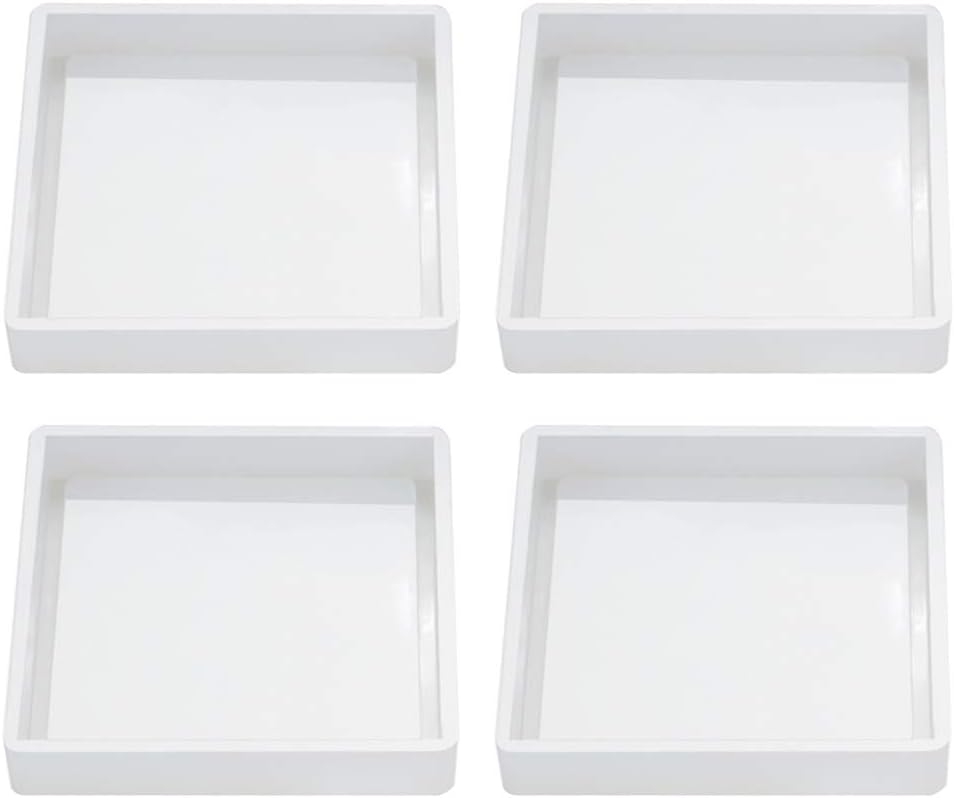4 Pcs Silicone Coaster Molds, Square Epoxy Casting Molds for Casting with Resin, Concrete, Cement and Polymer Clay, DIY Home Decoration(Square)