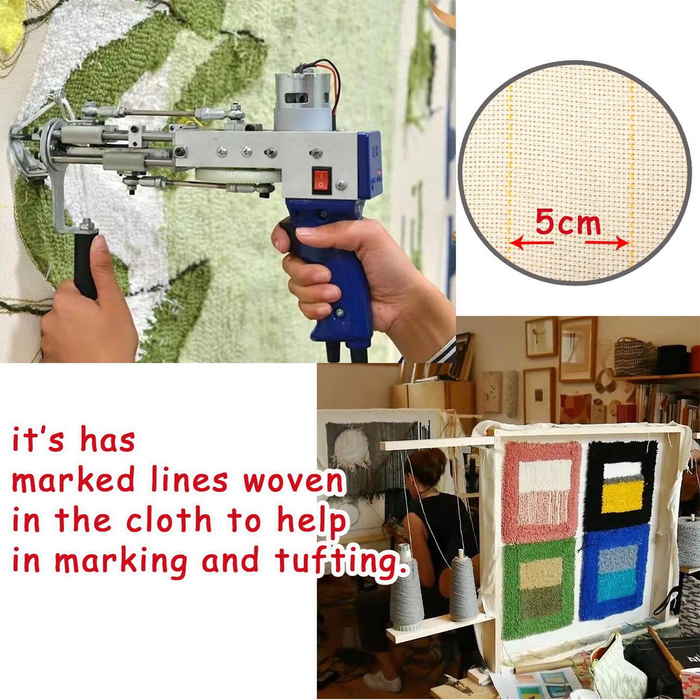 83" x 39" Tufting Cloth with Marked Lines,Large Monk's Cloth for Tufting Gun & Rug Tufting Fabric/Primary Tufting Cloth/Monk Cloth for Rug Tufting/Carpet Tufting Cloth