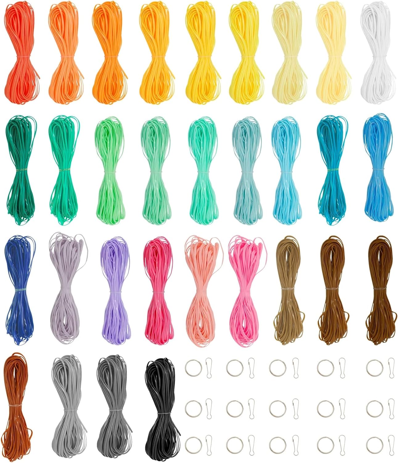 31 Color Lanyard String Kit, Gimp String for Bracelets Boondoggle Keychains, Plastic Cord with Rings and Hooks (40 Ft Each Roll)