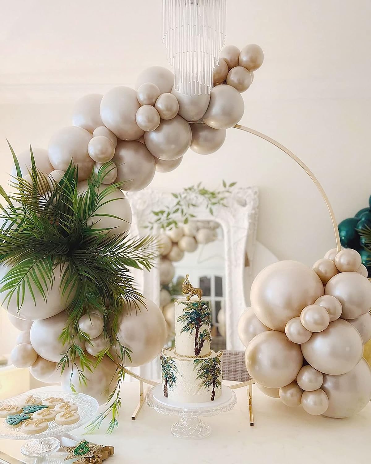 Pearl white Double-Stuffed Balloons different sizes 63 PACK 18/12/10/5 inch White sand ivory balloon Garland kit For Wedding birde to be Birthday anniversary decorations
