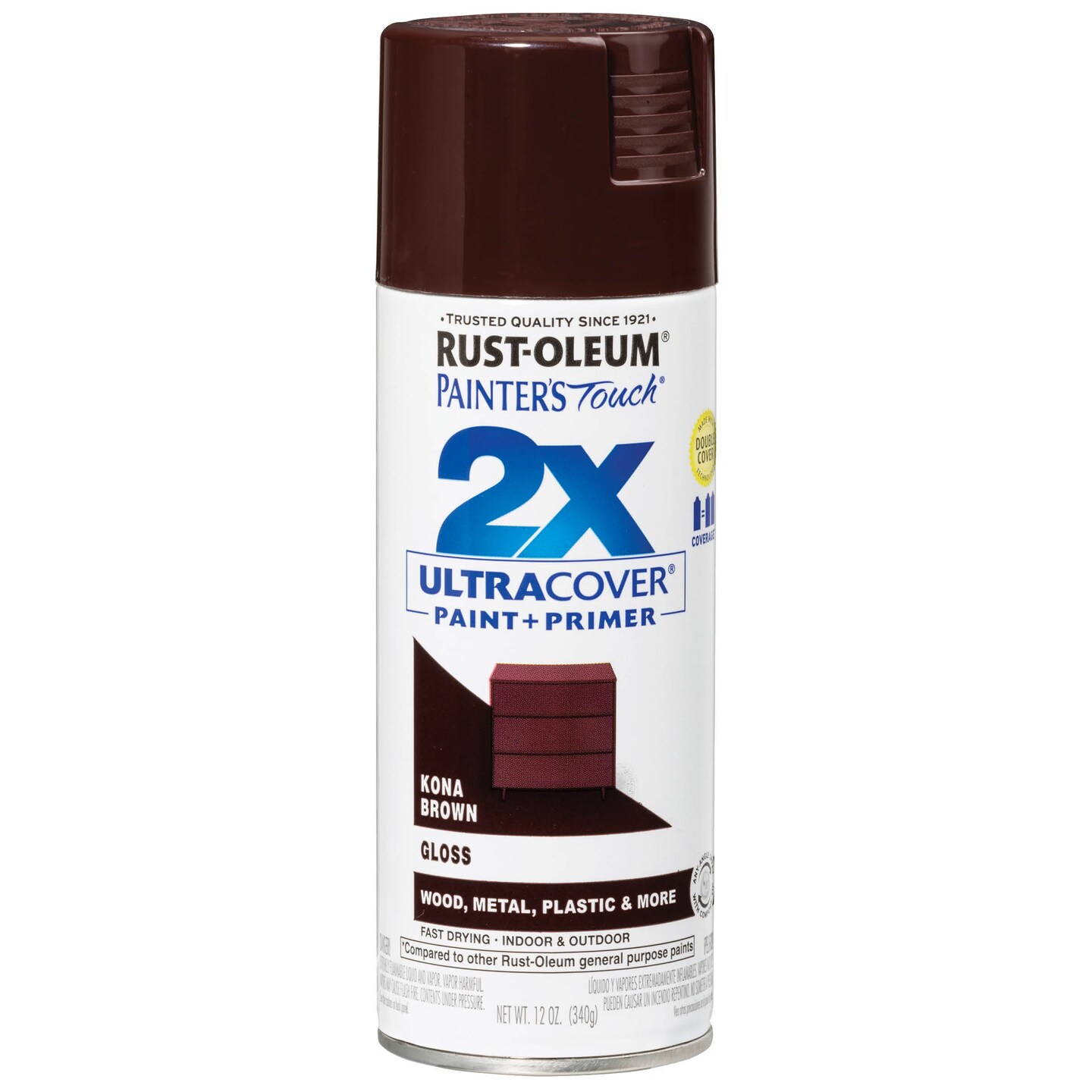 Rust-Oleum Painter&#x27;s Touch Ultra Cover 2X Spray Paint 12oz-Kona Brown