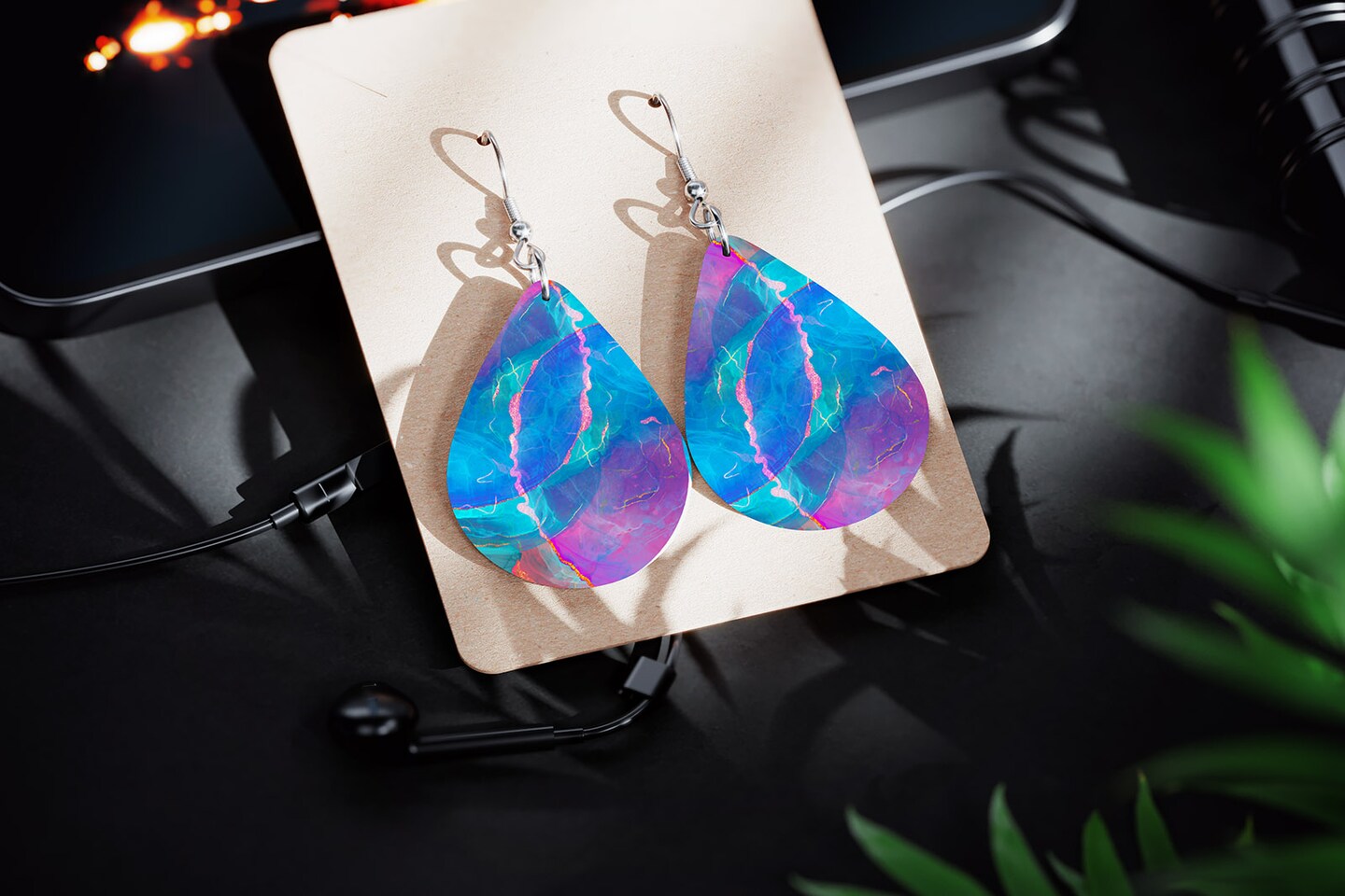 glitter vegan leather earrings Faux Leather Glitter Alcohol Ink Teardrop Earrings MakerPlace by Michaels