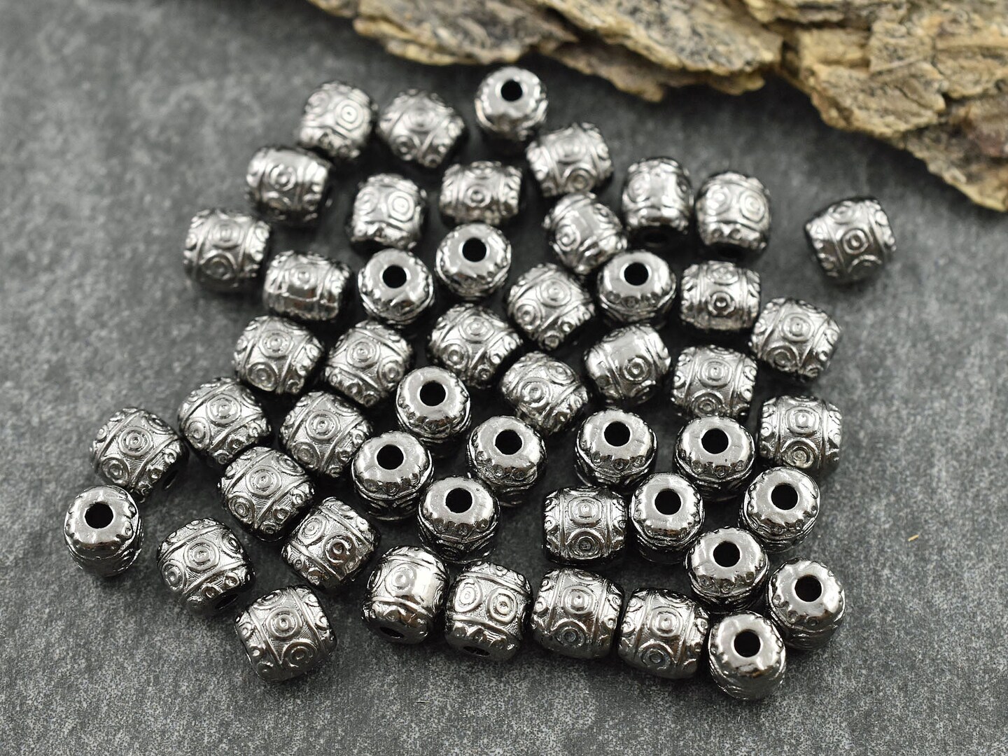 *50* 6x5mm Gunmetal Barrel Beads