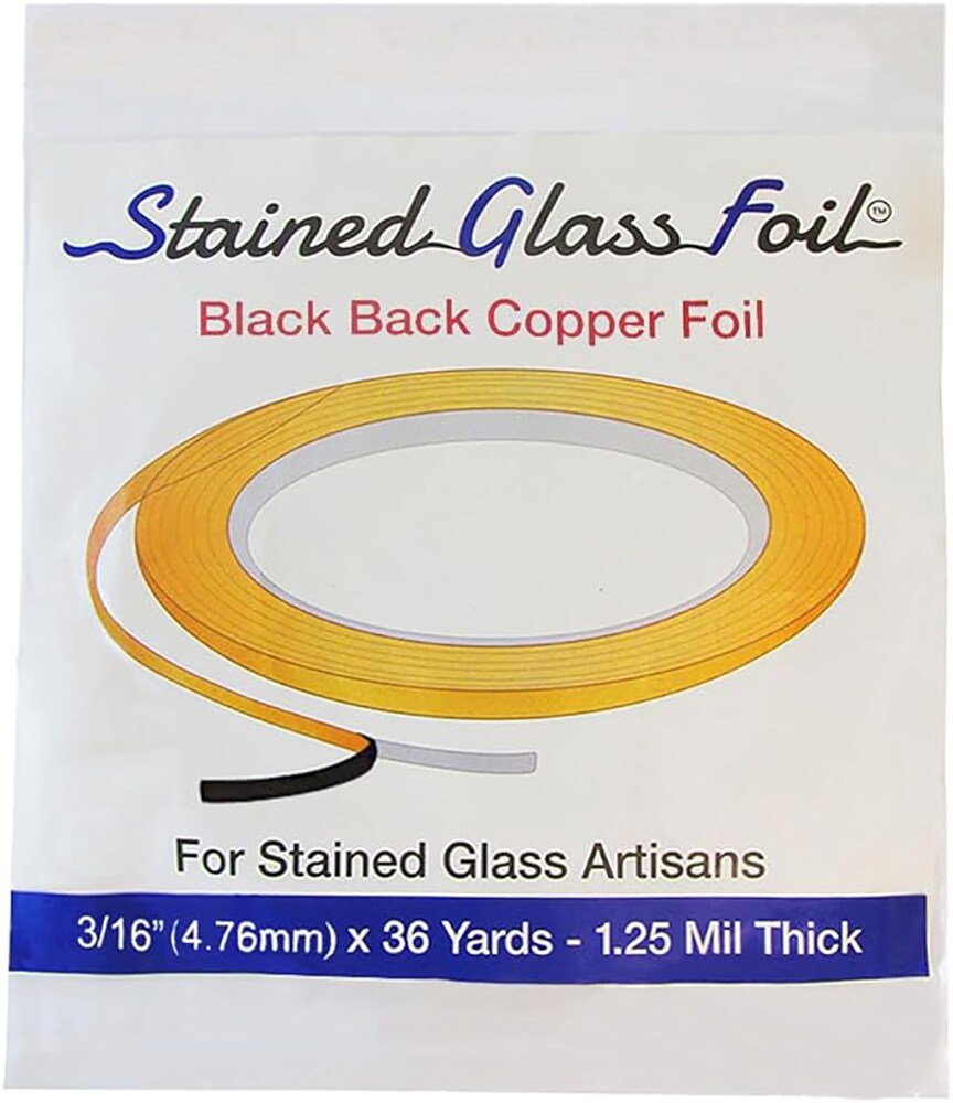 Stained Glass Foil 3/16"x 36Yds.Copper Foil Black Back Tape for Glass
