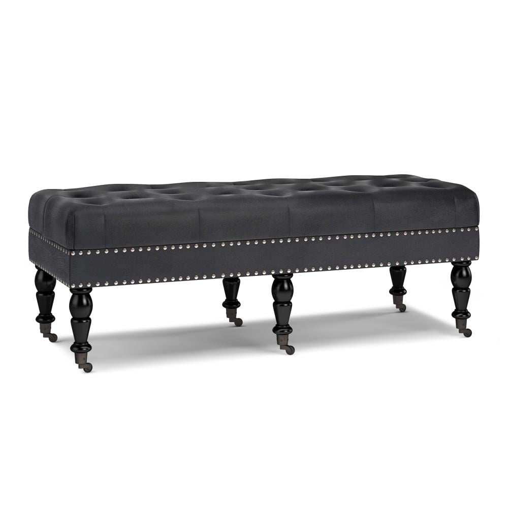 Simpli Home Henley Ottoman Bench in Distressed Vegan Leather