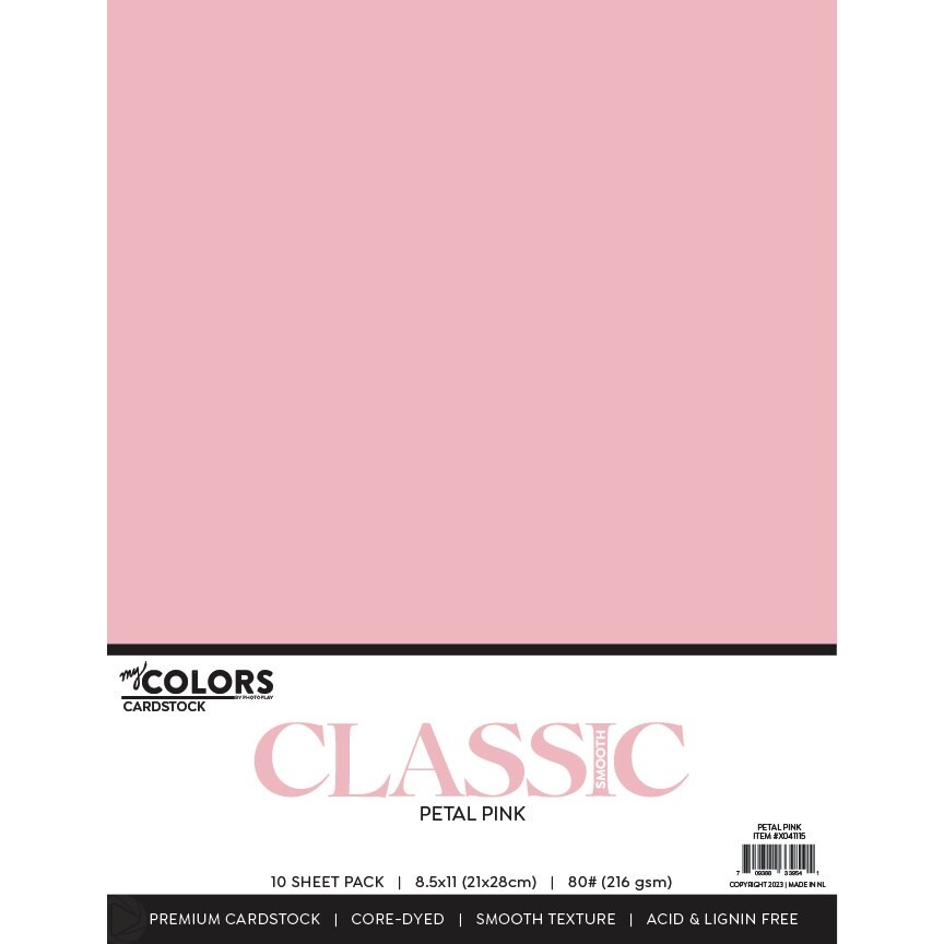 My Colors Classic 80lb Weight Cardstock 8.5&#x22;X11&#x22; 10/Pkg-Petal Pink