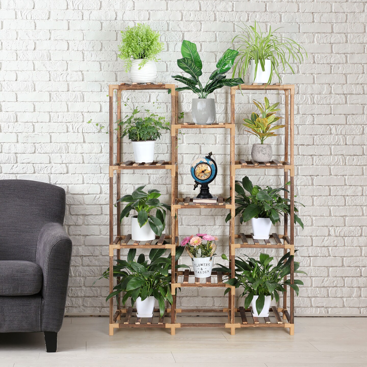 Wood Plant Stand Bookshelf Rack Plants Display Shelf Storage